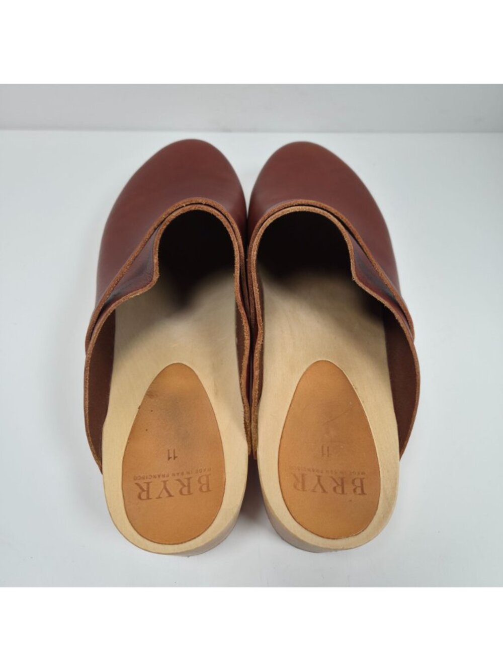 Bryr Handmade Women's Crafted in San Francisco Brown Leather Clogs US Size 11 - Picture 5 of 9